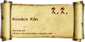 Kovács Kán névjegykártya